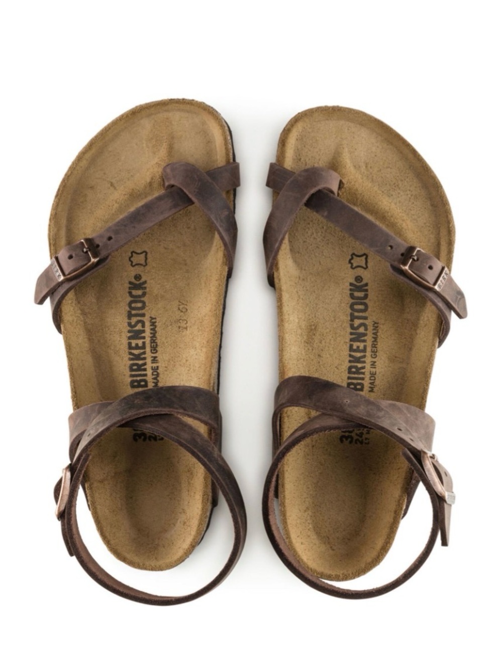 Birkenstock Yara Brown Leather Cross-Strap Sandals